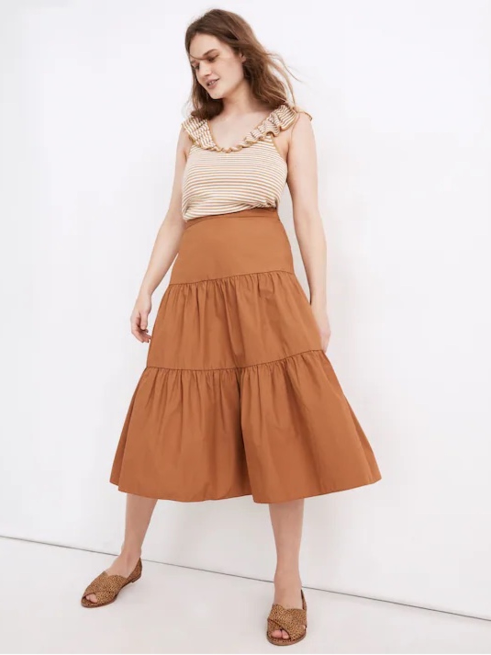 Madewell Poplin Tiered Midi Skirt Flaw